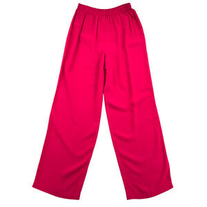Eileen Fisher Wide Leg Silk Pants Raspberry Straight Leg Elastic Waist Small